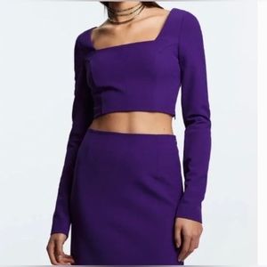 NWT Zara szL deep purple long sleeve crop top…